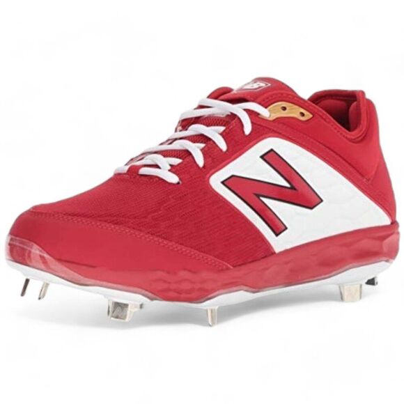 New Balance Men's Size 17 W 2E Red White 3000 V4 Metal Baseball Cleat Shoes - Picture 1 of 12